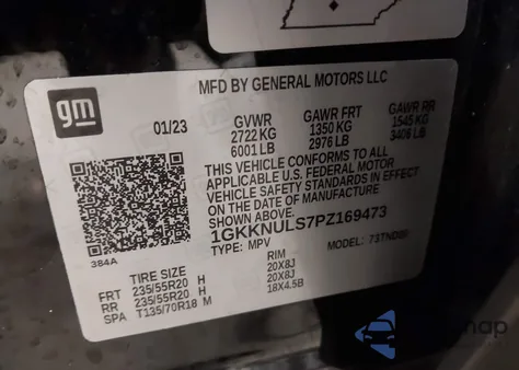 2023 GMC Acadia Awd Slt from USA, damaged, VIN 1GKKNULS7PZ169473